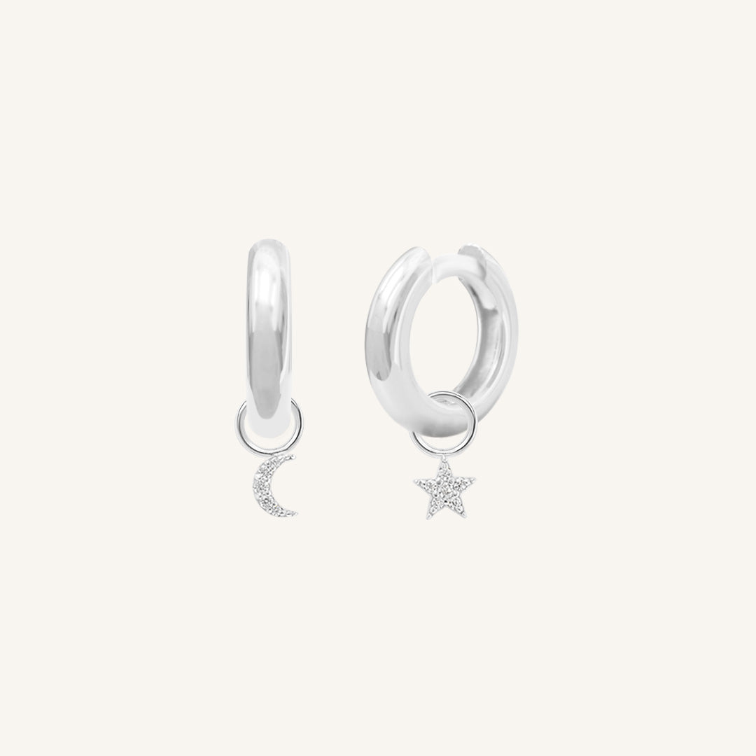 Astro Star Moon Plain Hoops