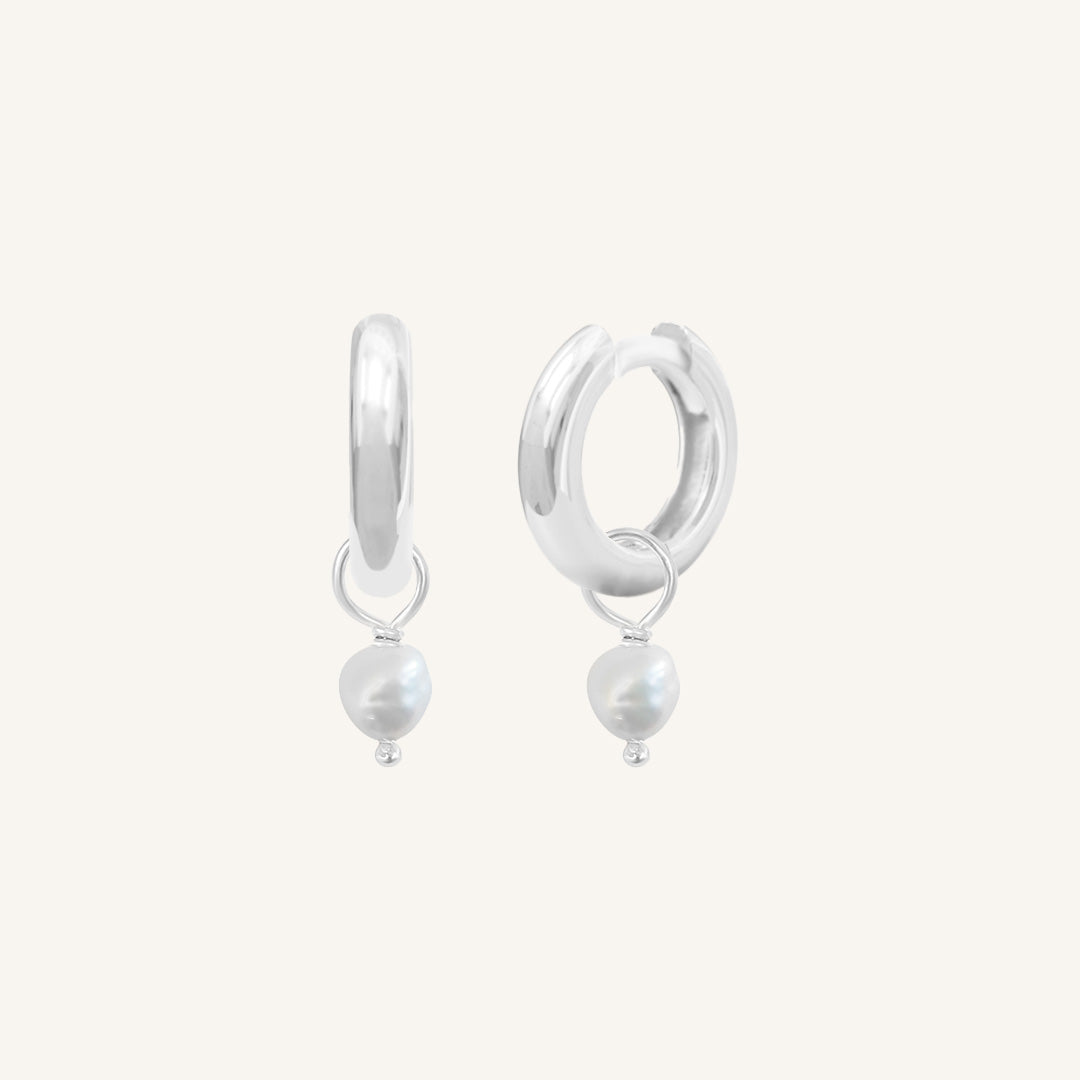 Pearl Plain Hoops - Stone of Potential