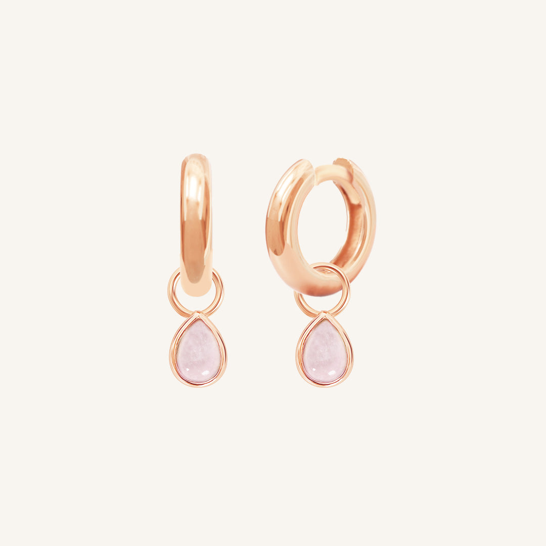 Rose Quartz Trove Charm Hoops