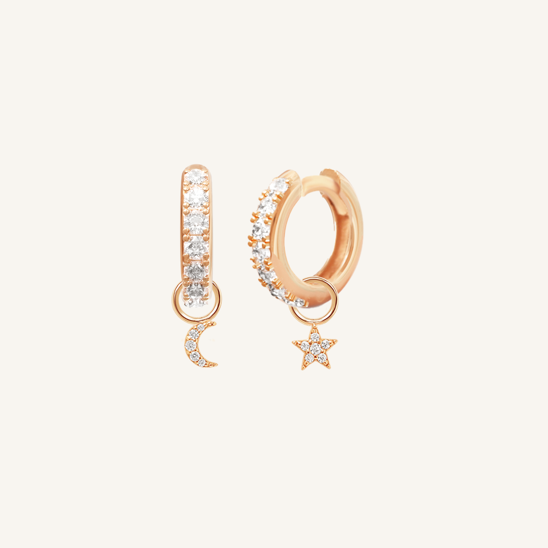 Astro Star Moon Crystal Hoops
