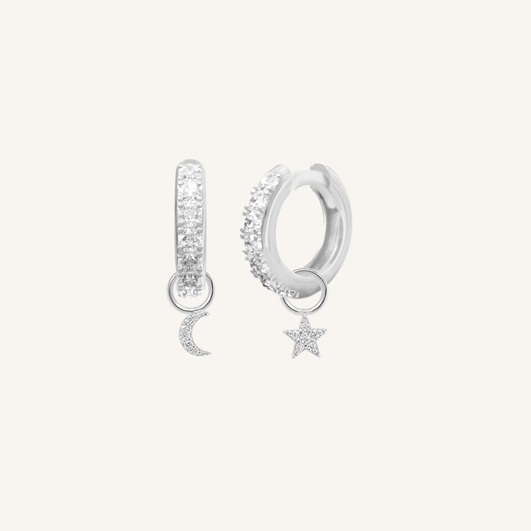 Astro Star Moon Crystal Hoops