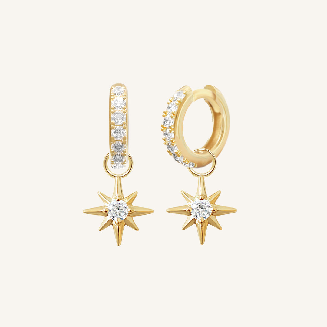 Contentment Star Crystal Hoops