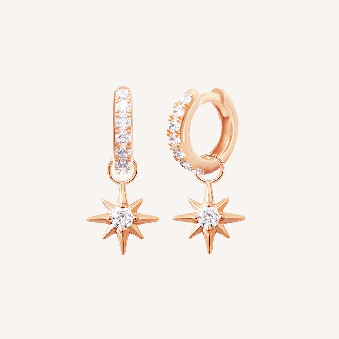 Contentment Star Crystal Hoops