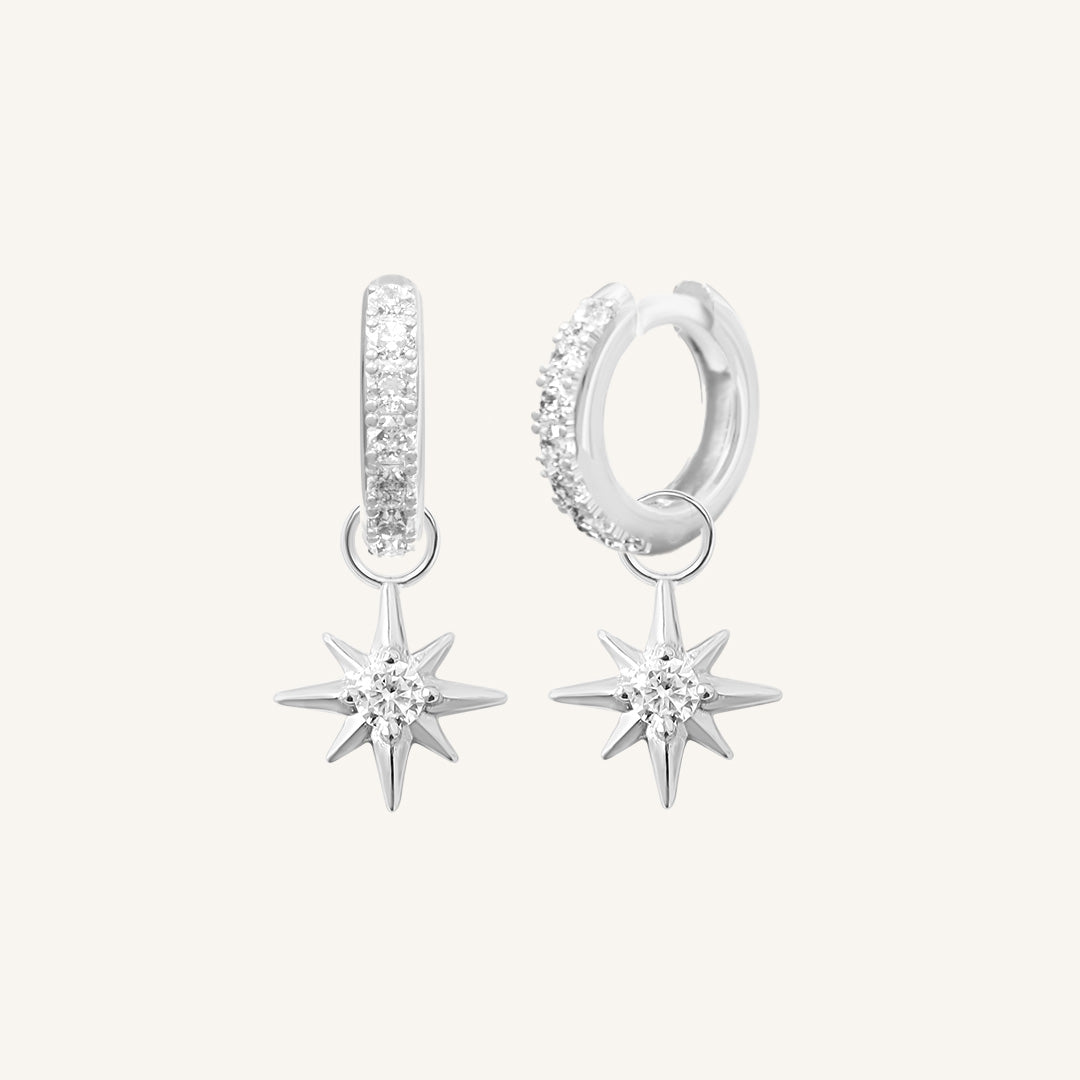 Contentment Star Crystal Hoops