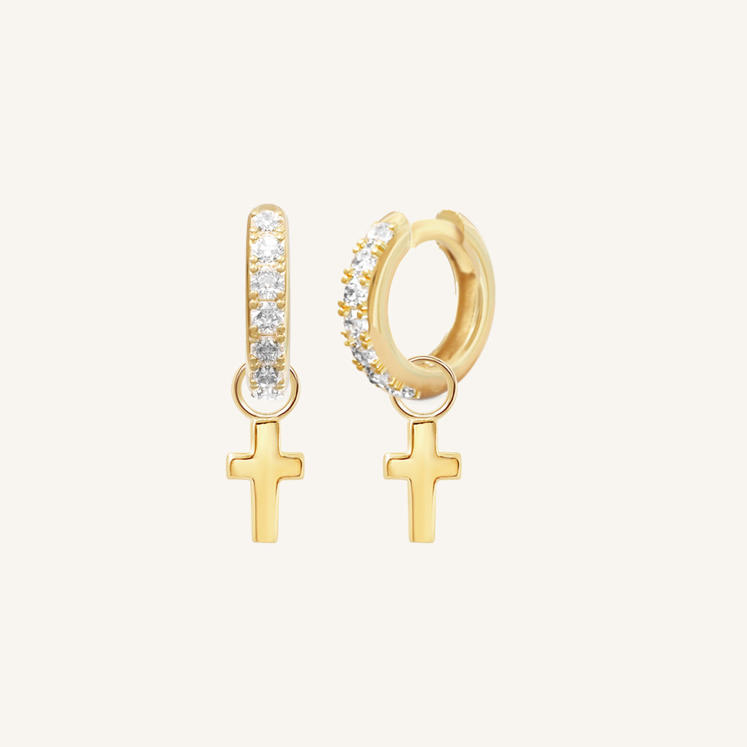 Cross Crystal Hoops
