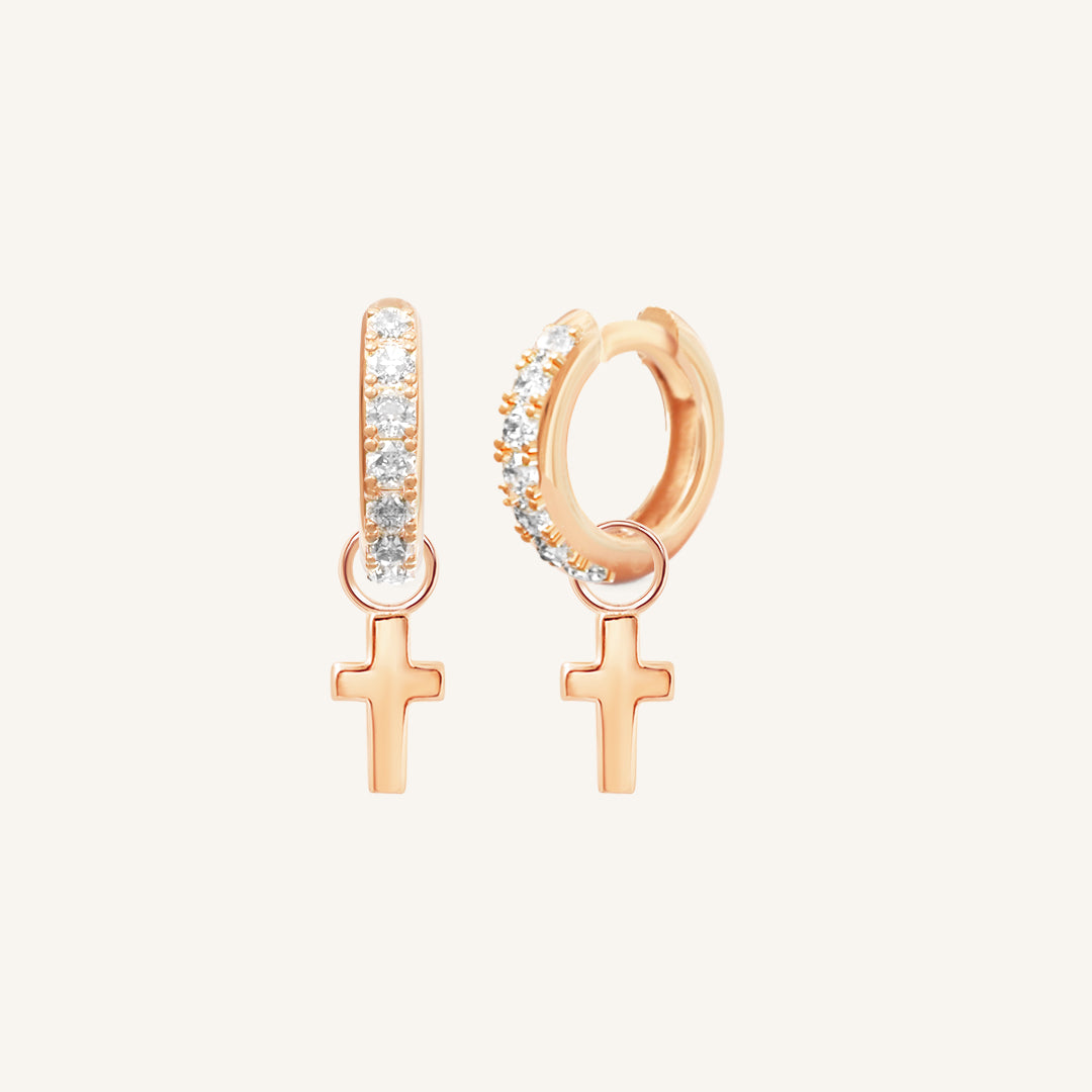 Cross Crystal Hoops