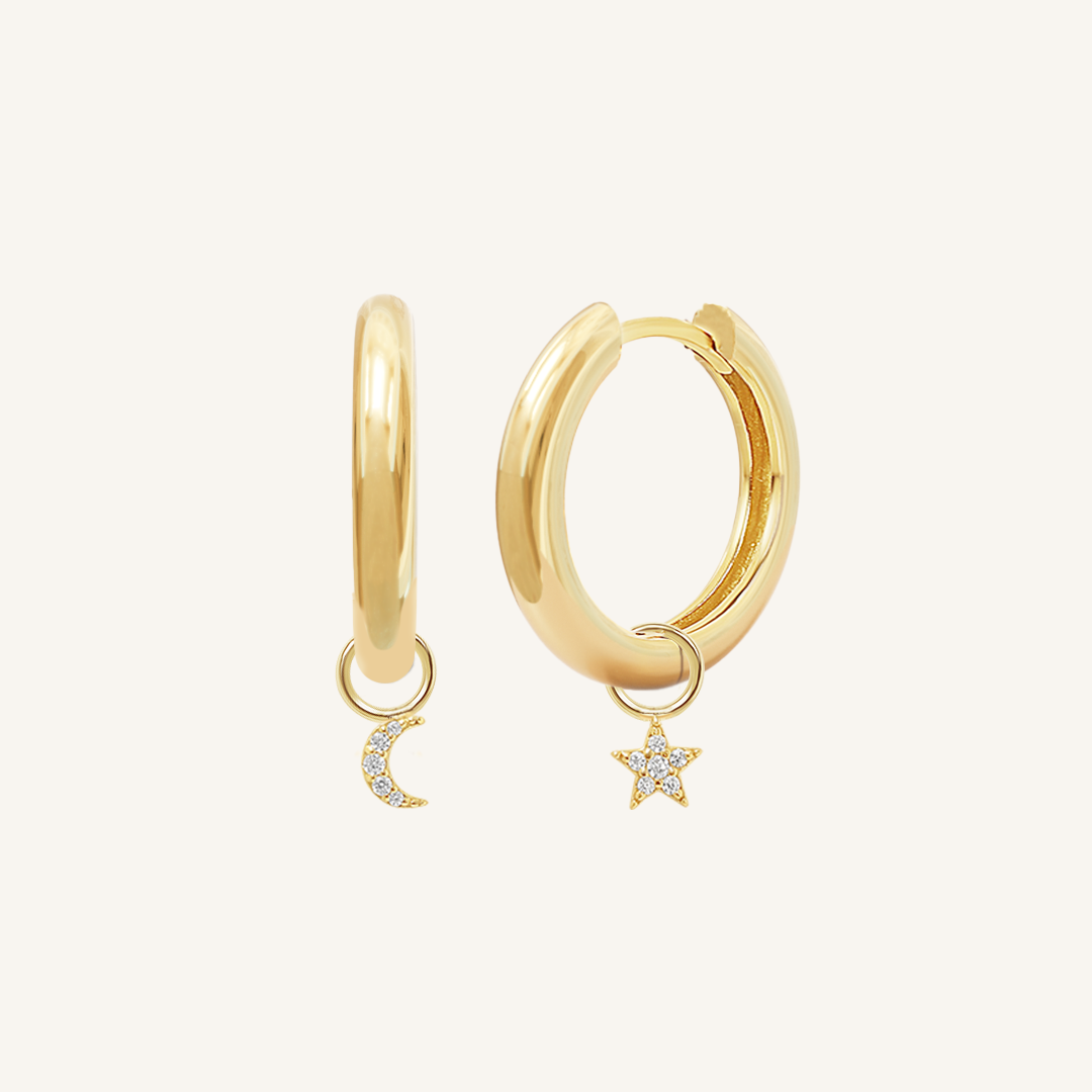 Astro Star Moon Plain Hoops
