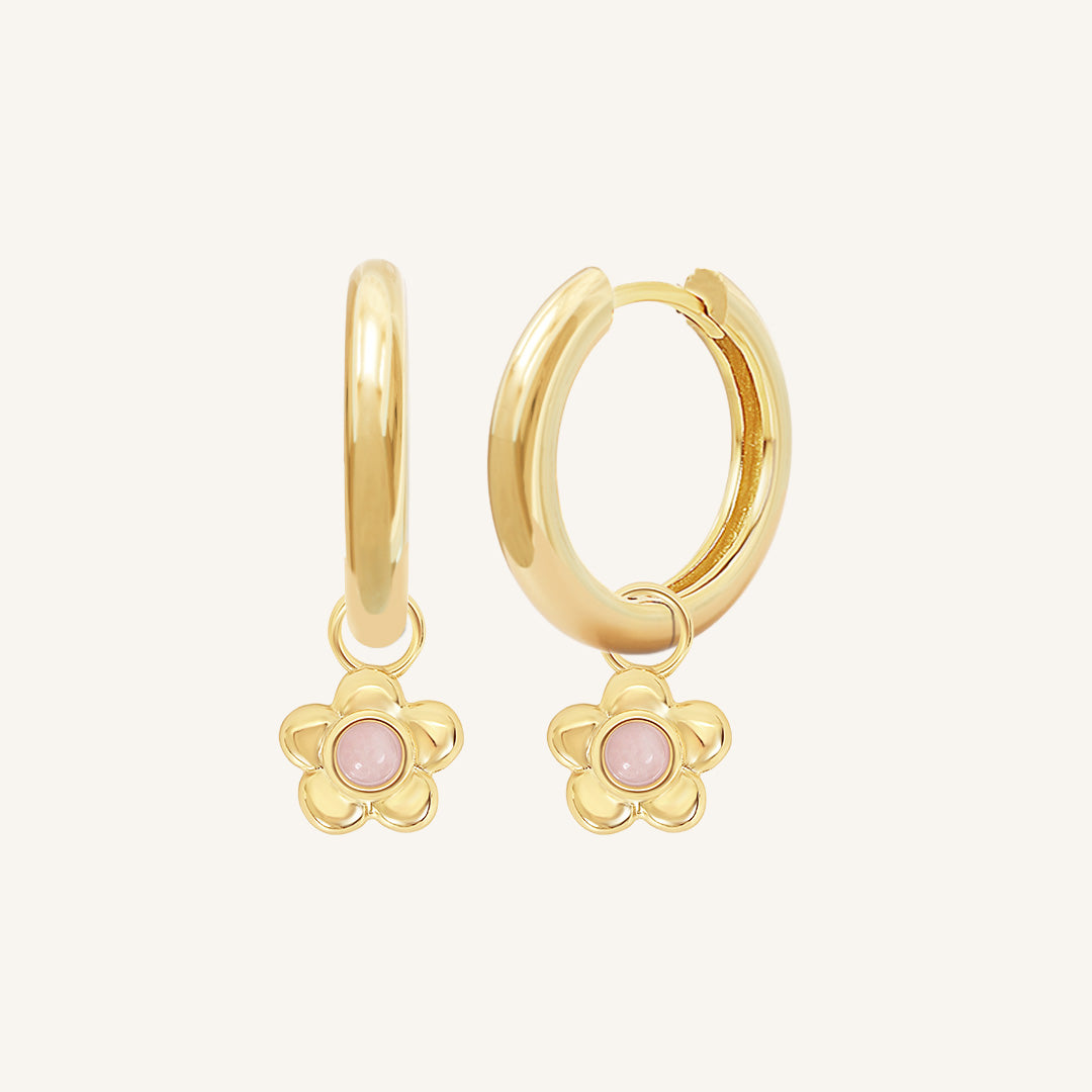 Blossom Flower Charm Hoops