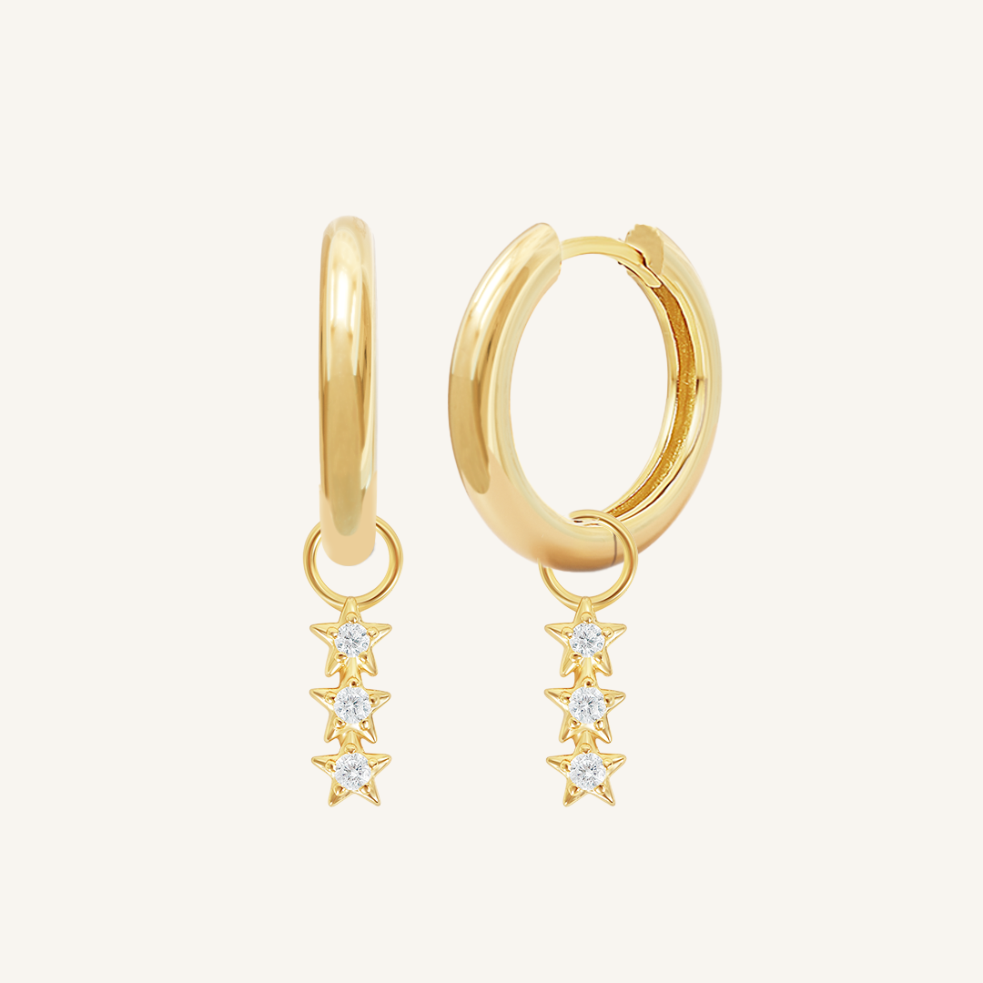 Constellation Star Charm Hoops