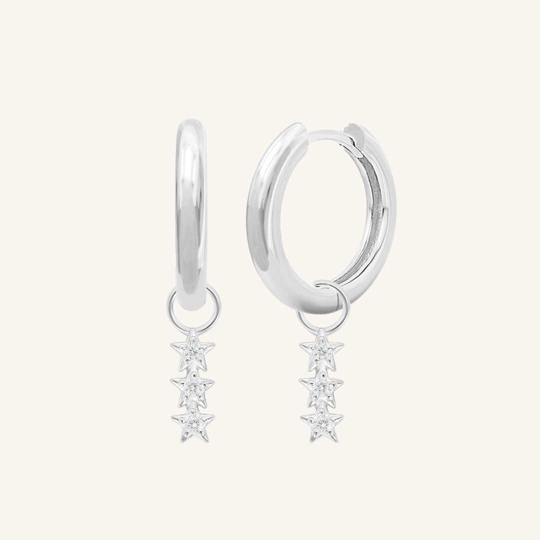 Constellation Star Charm Hoops