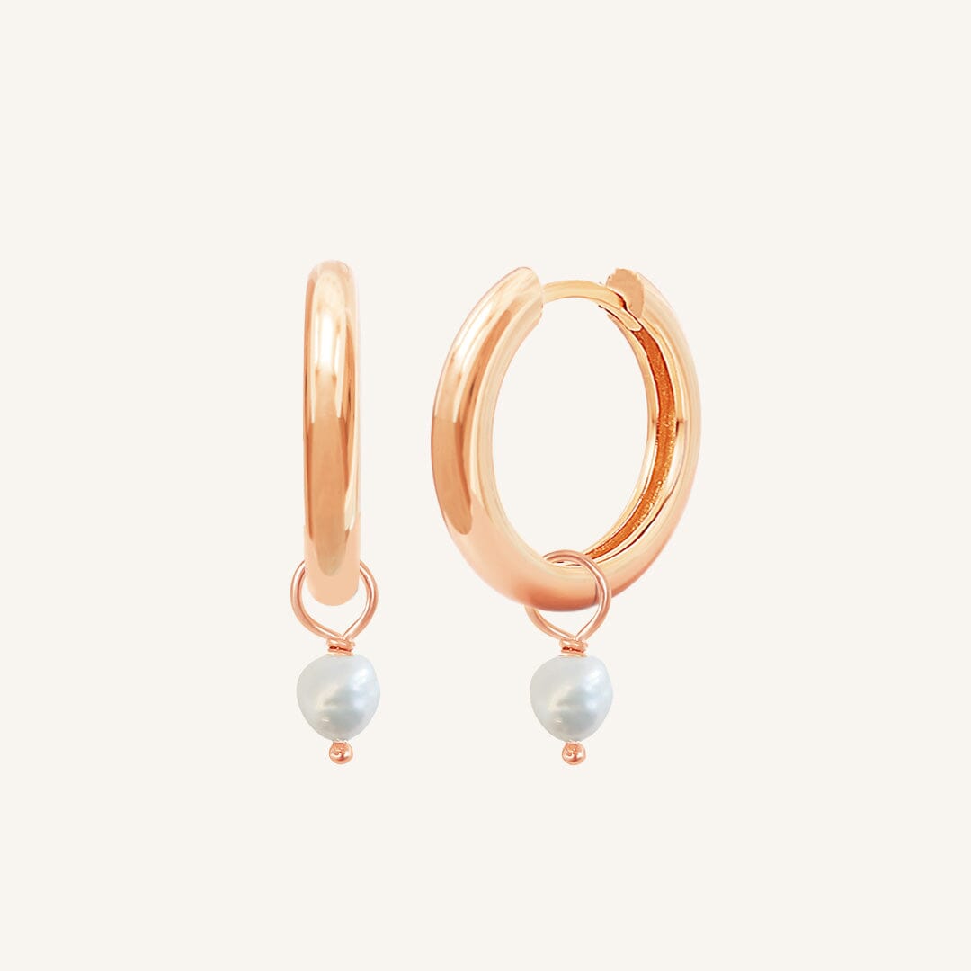 Pearl Plain Hoops - Stone of Potential