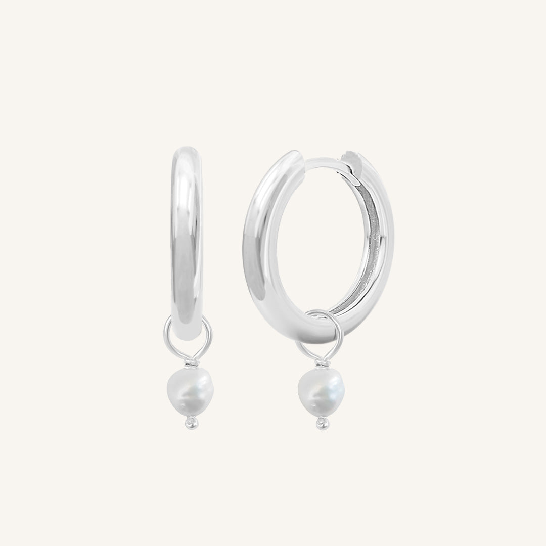 Pearl Plain Hoops - Stone of Potential