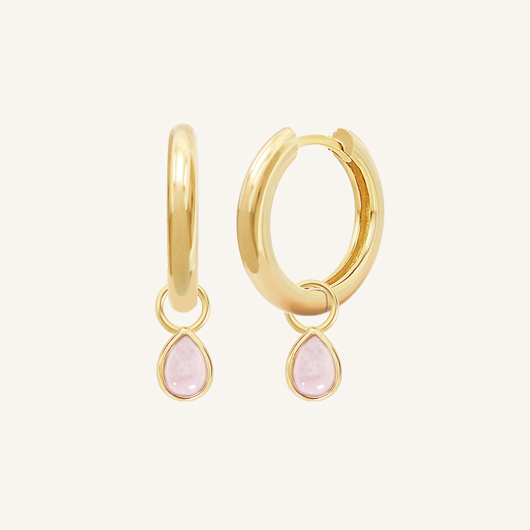 Rose Quartz Trove Charm Hoops