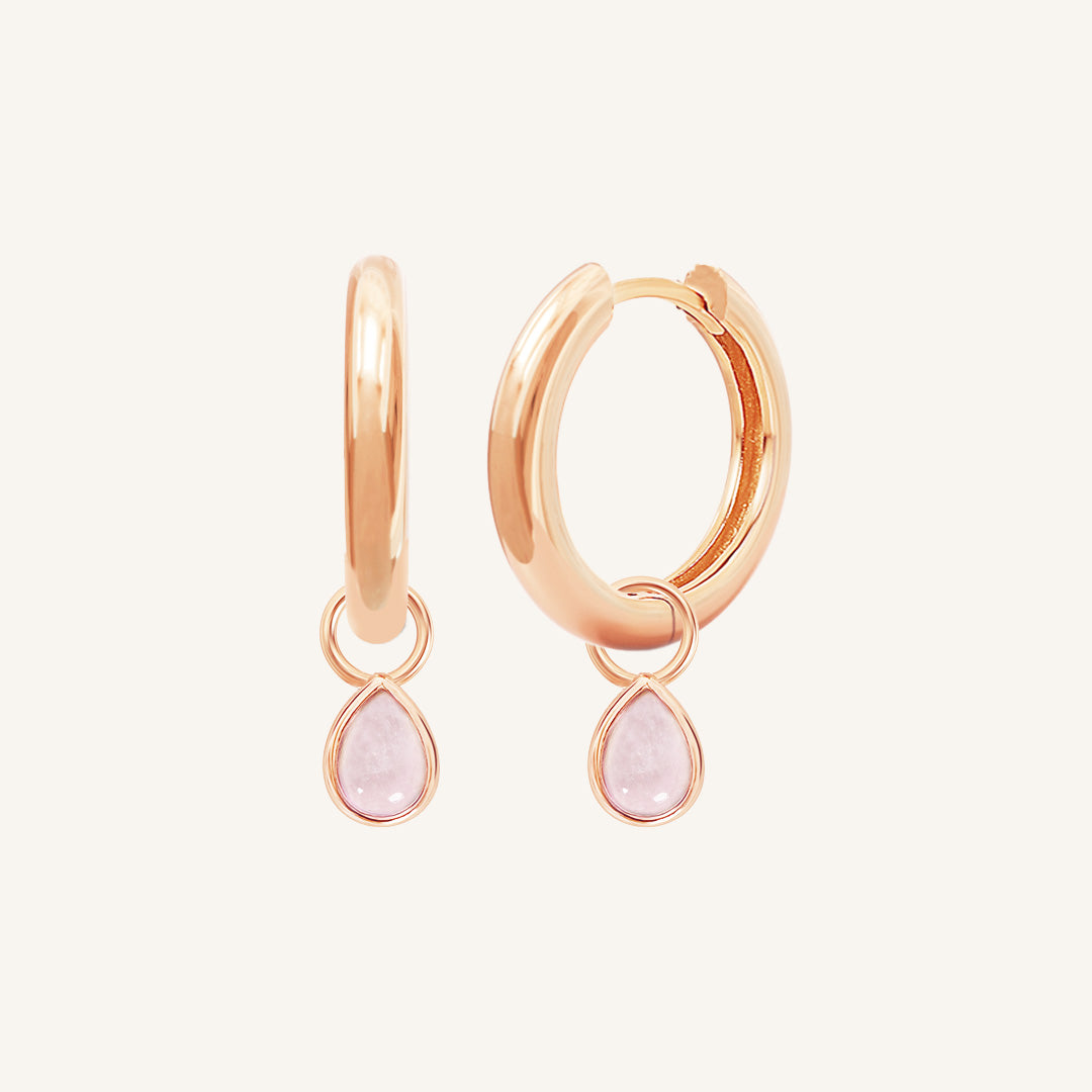 Rose Quartz Trove Charm Hoops