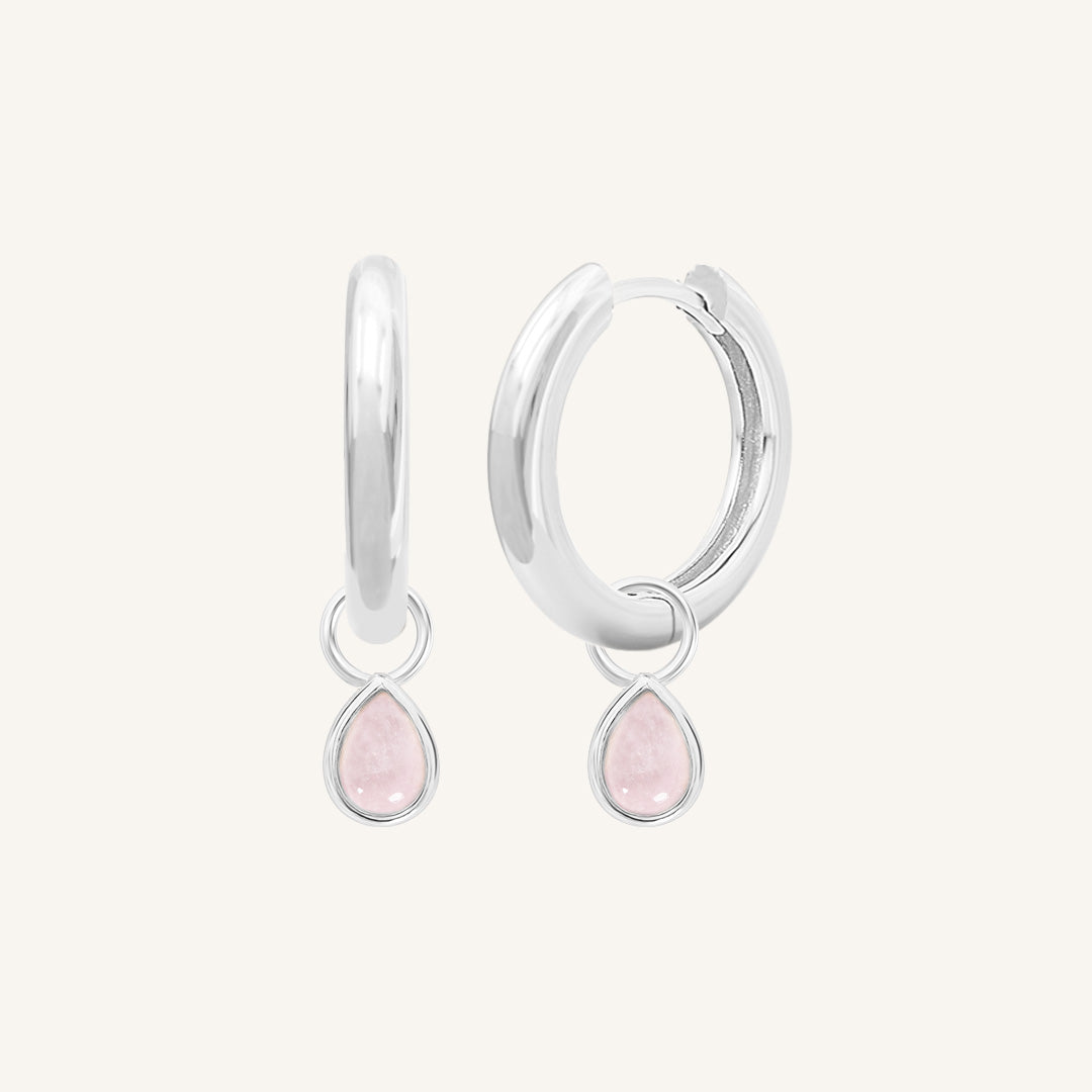 Rose Quartz Trove Charm Hoops