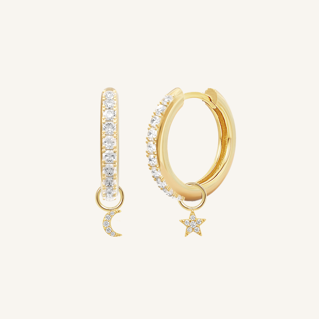 Astro Star Moon Crystal Hoops