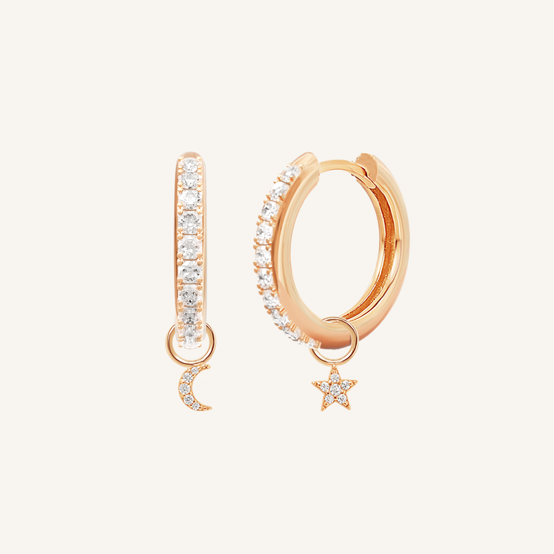 Astro Star Moon Crystal Hoops
