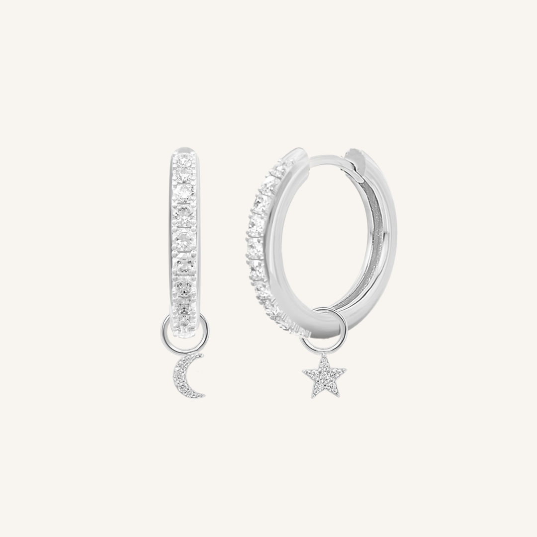 Astro Star Moon Crystal Hoops