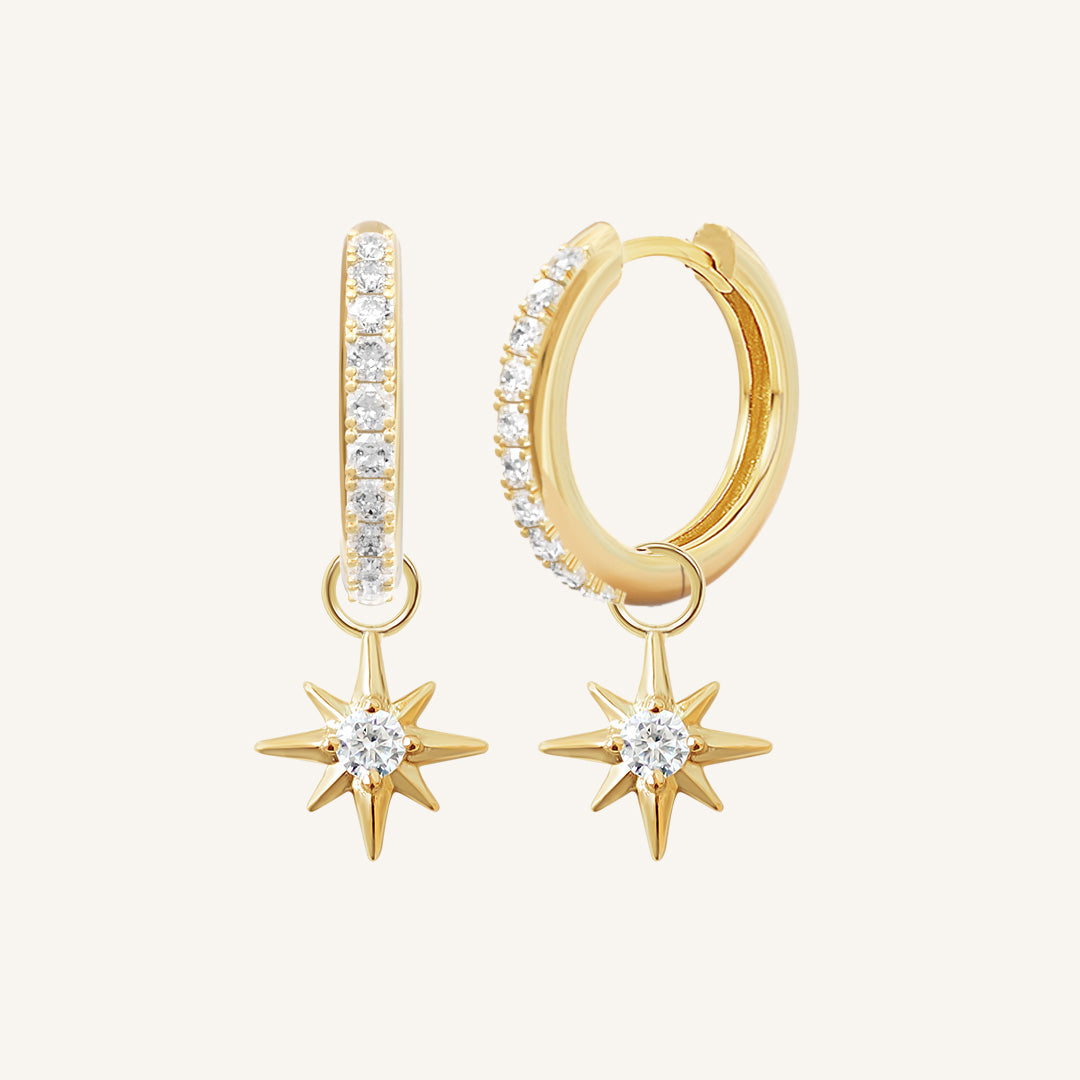 Contentment Star Crystal Hoops