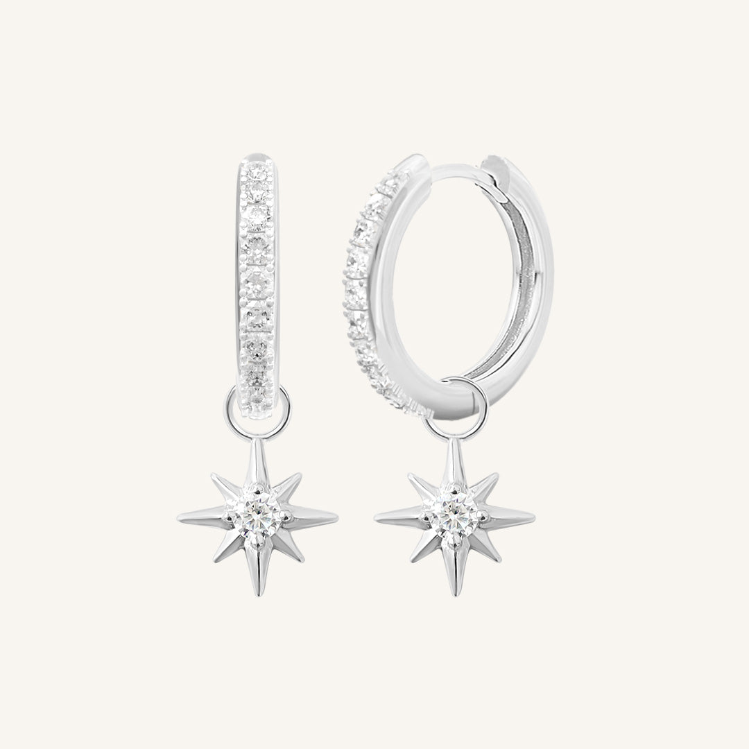 Contentment Star Crystal Hoops