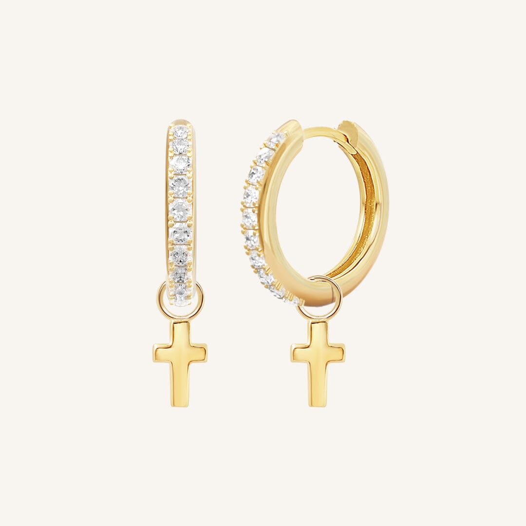 Cross Crystal Hoops