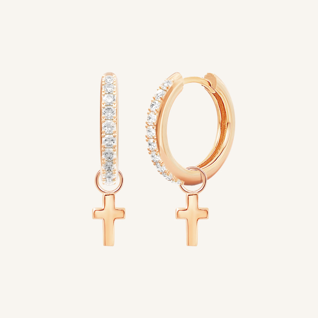 Cross Crystal Hoops