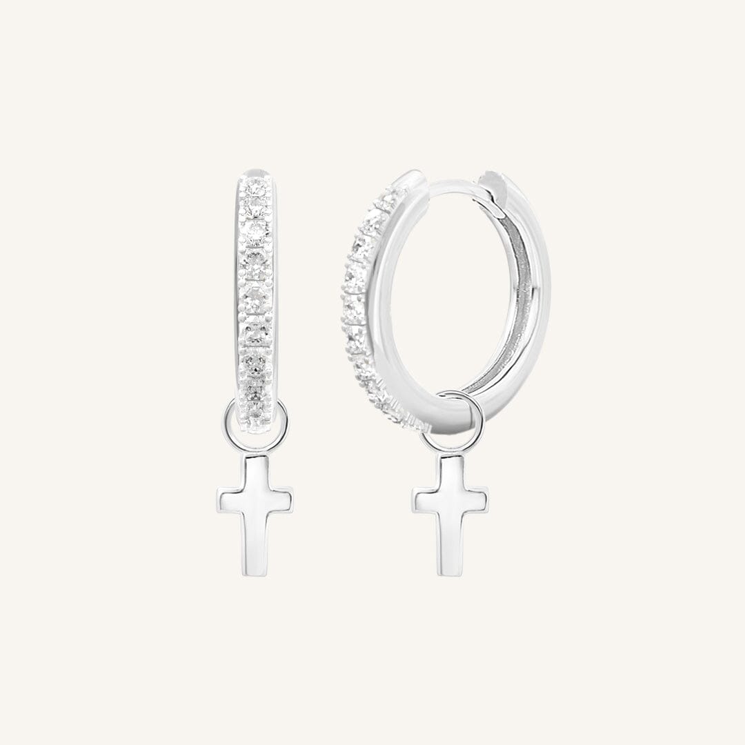 Cross Crystal Hoops