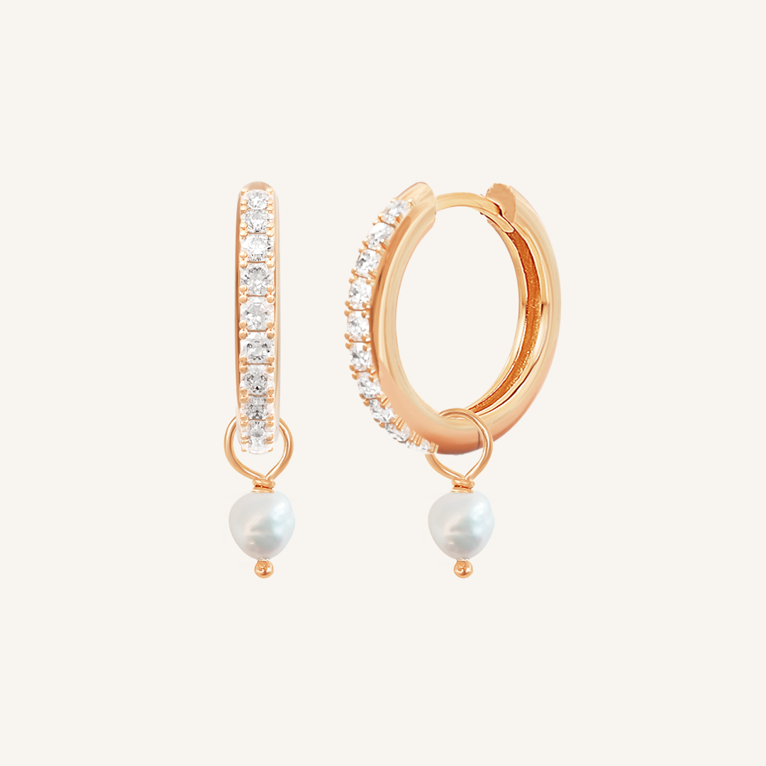 Pearl Crystal Hoops - Stone of Potential