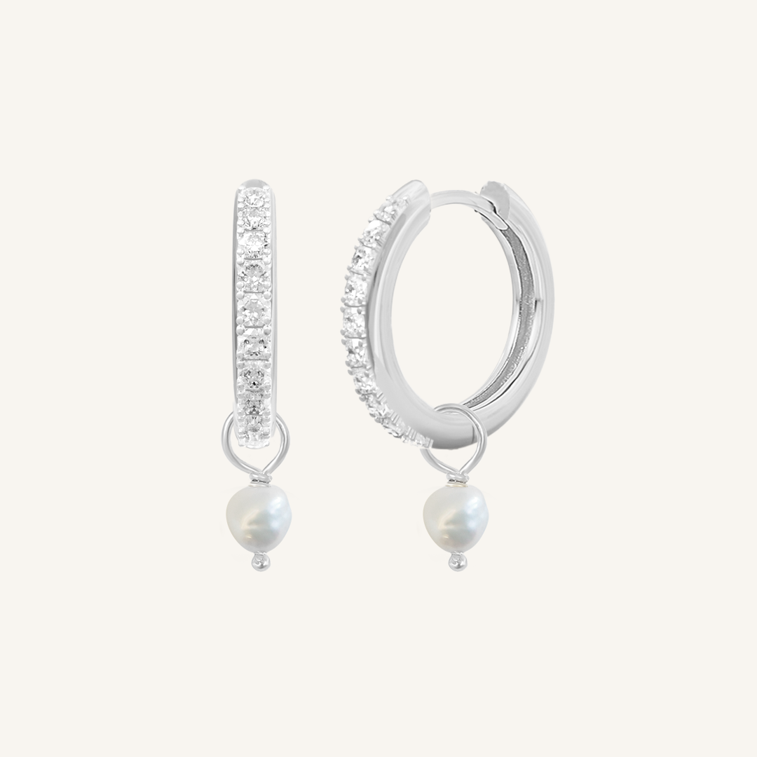 Pearl Crystal Hoops - Stone of Potential