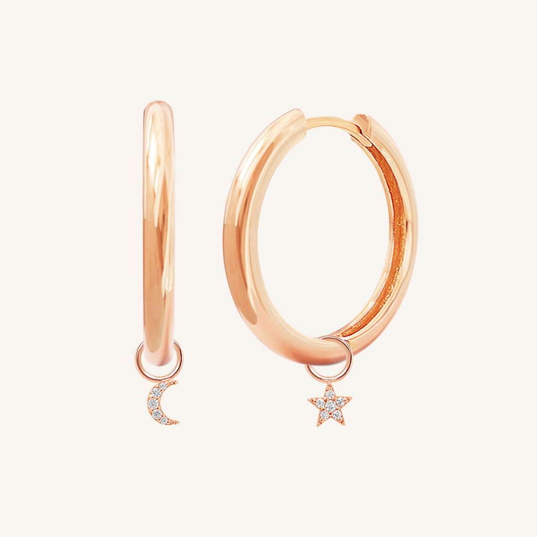 Astro Star Moon Plain Hoops