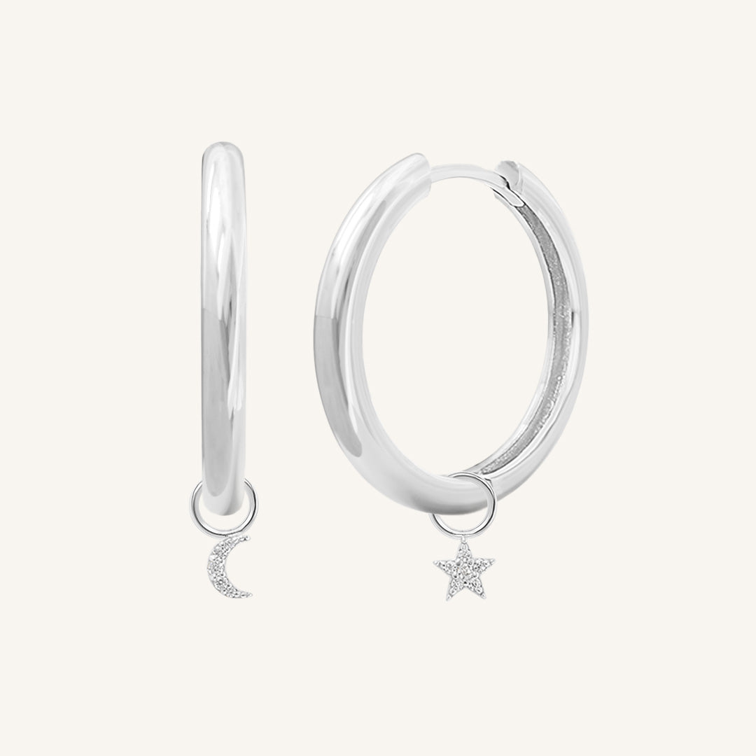 Astro Star Moon Plain Hoops