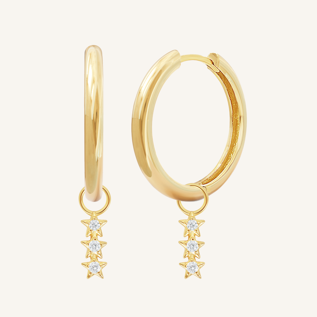 Constellation Star Charm Hoops