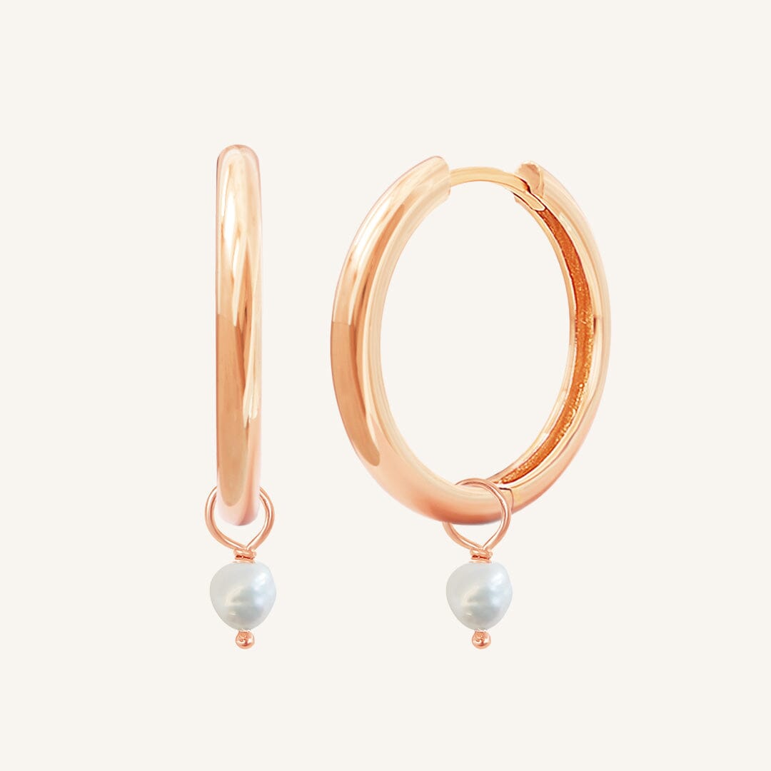 Pearl Plain Hoops - Stone of Potential