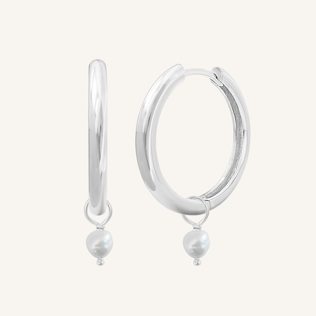 Pearl Plain Hoops - Stone of Potential