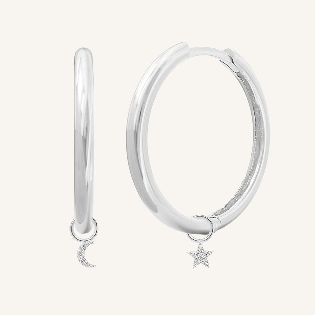 Astro Star Moon Plain Hoops