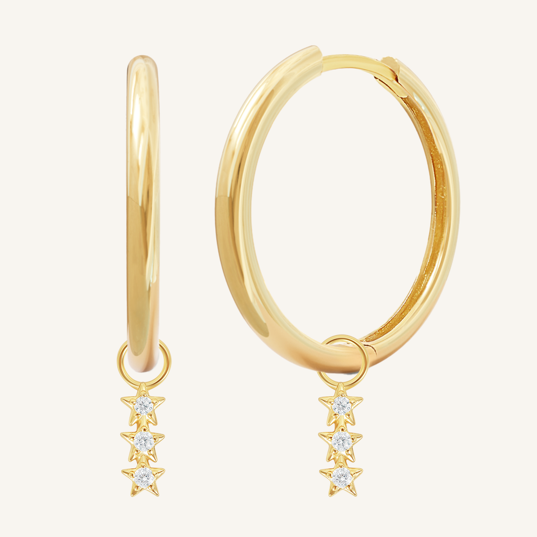 Constellation Star Charm Hoops