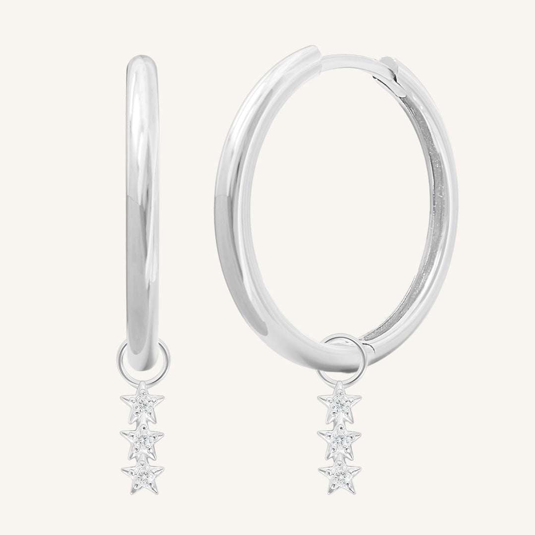 Constellation Star Charm Hoops