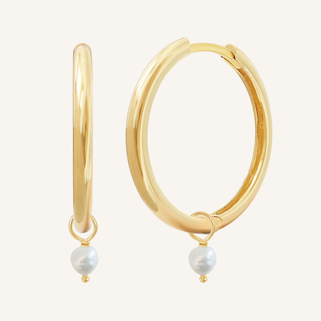 Pearl Plain Hoops - Stone of Potential