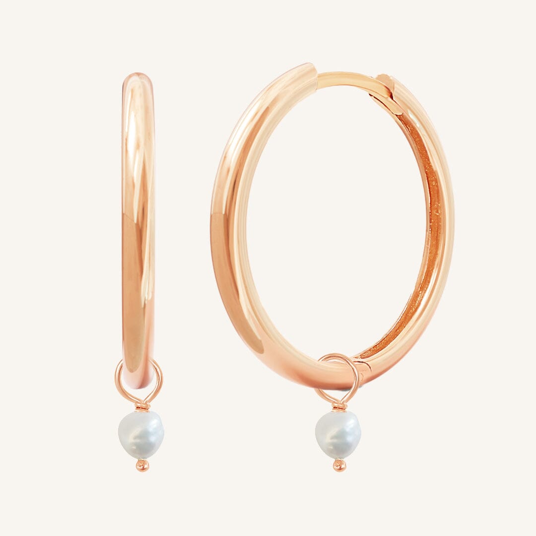 Pearl Plain Hoops - Stone of Potential