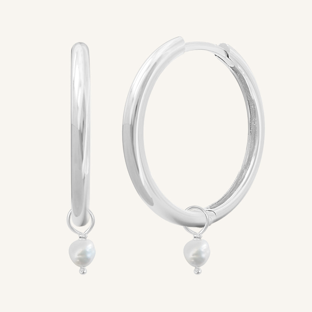 Pearl Plain Hoops - Stone of Potential