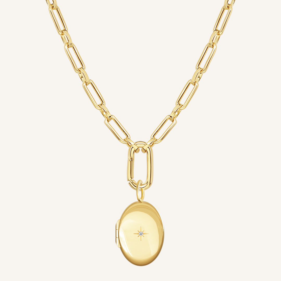 Oval Photo Locket Necklace