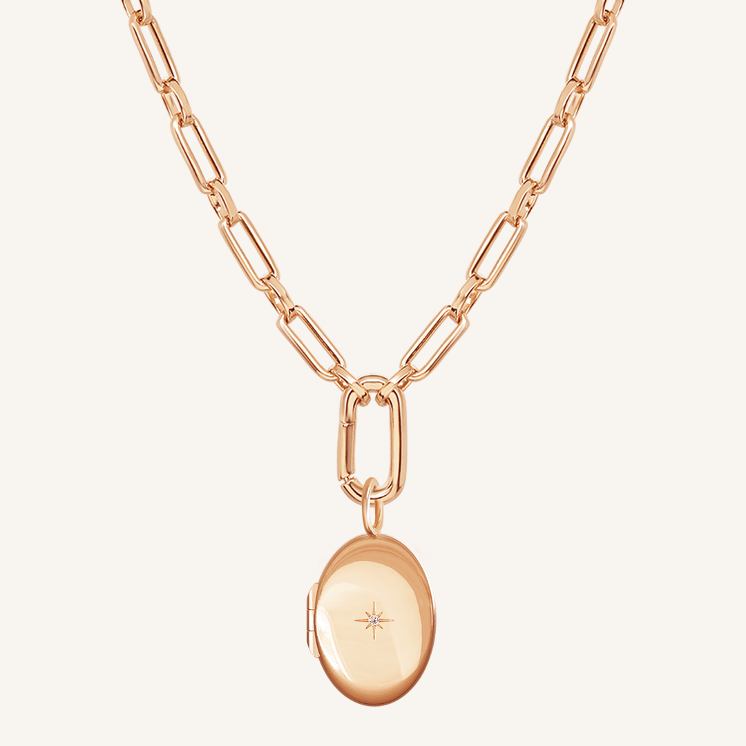 Oval Photo Locket Necklace