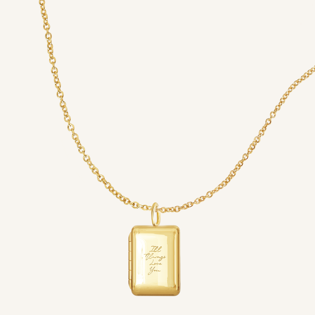 Etch Engraved Story Photo Locket Necklace