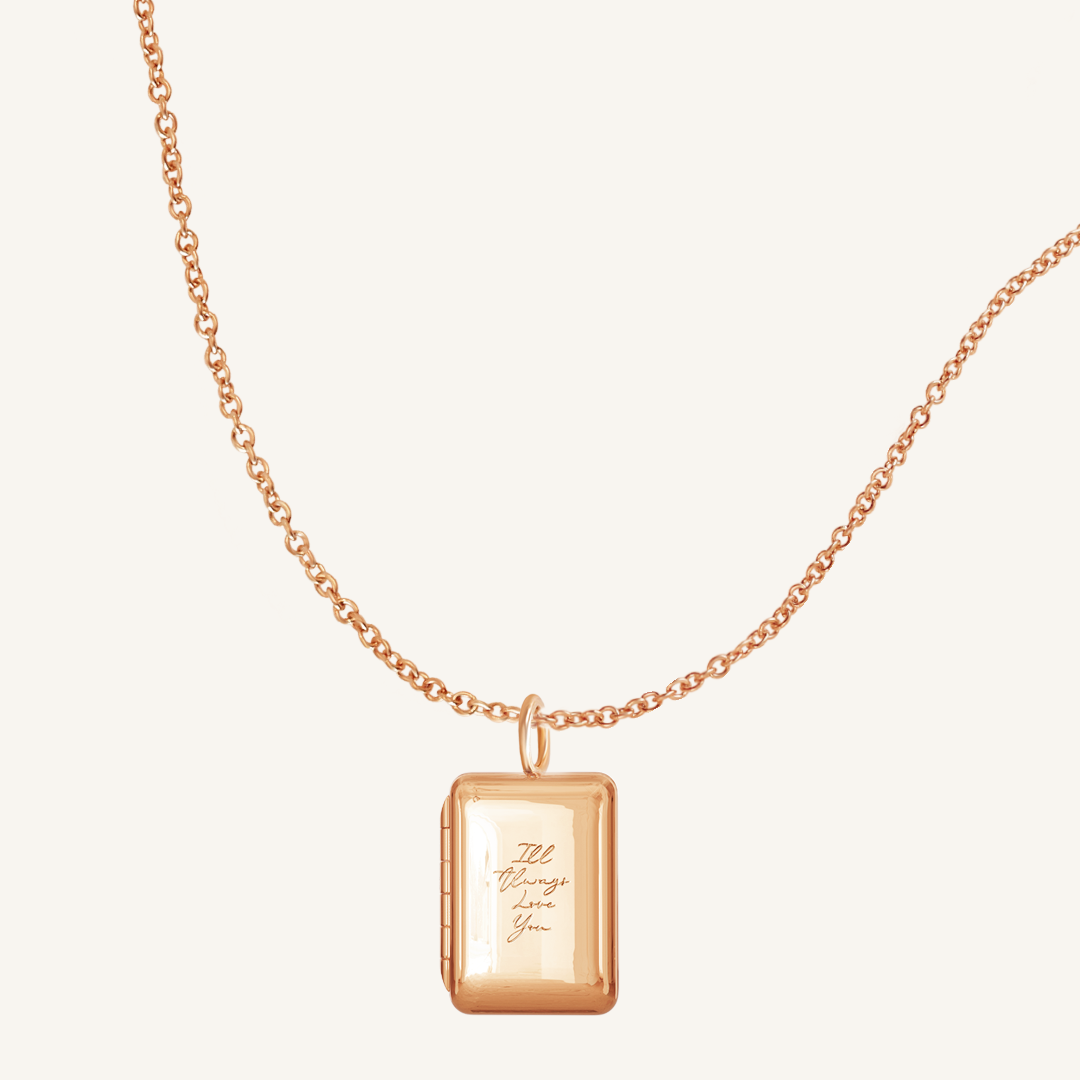 Etch Engraved Story Photo Locket Necklace