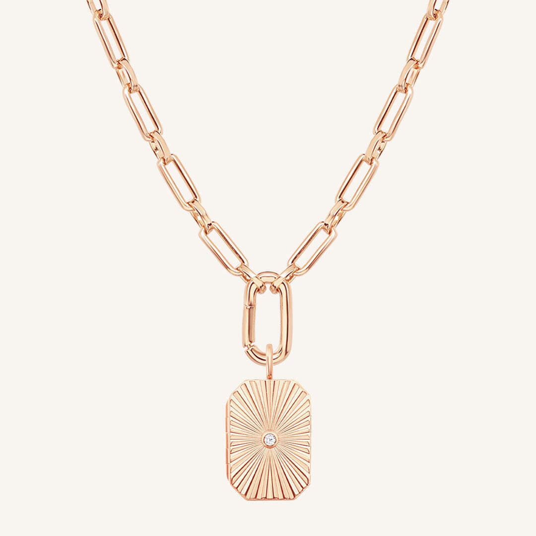 Amata Bevel Photo Locket Necklace