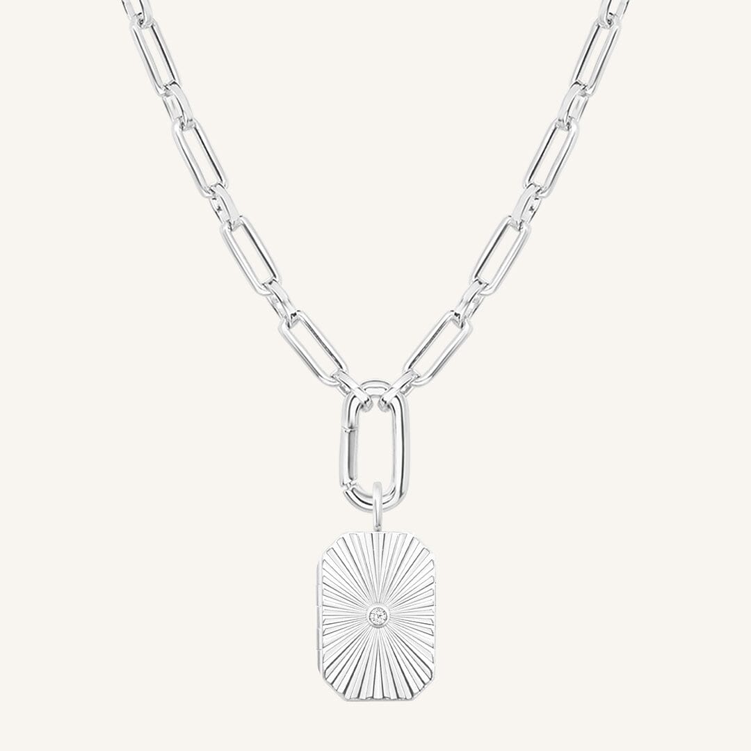 Amata Bevel Photo Locket Necklace