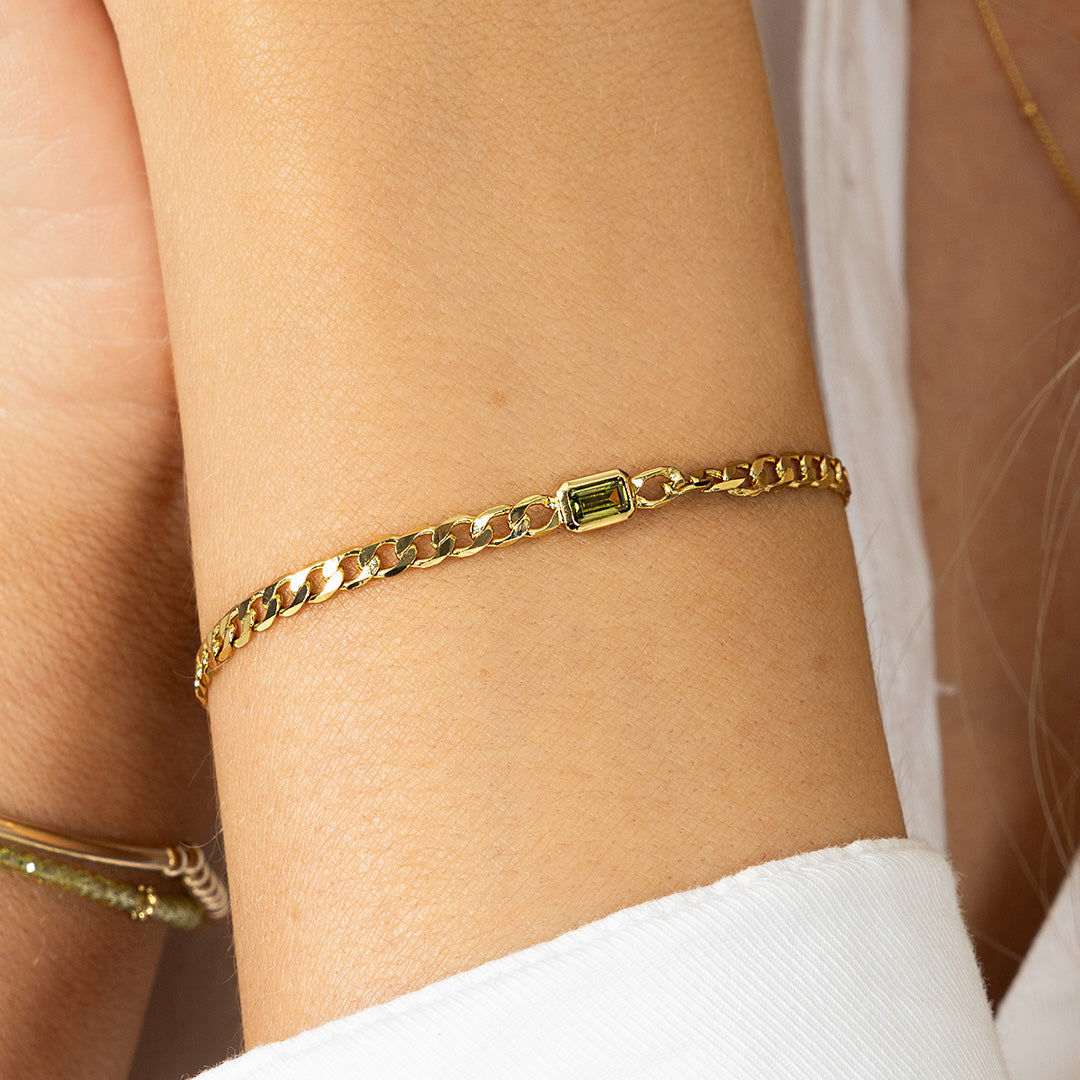 August Birthstone Chain Bracelet