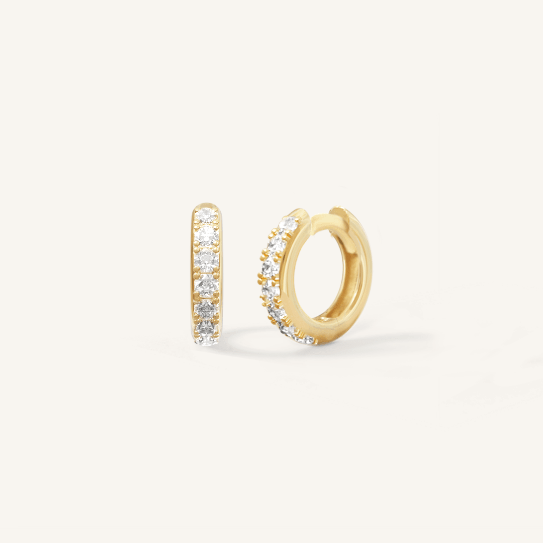 Small gold huggies, with cubic zirconias wrapped around