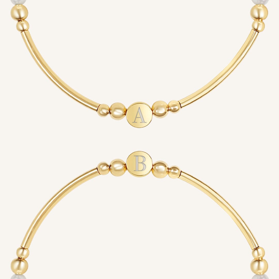Etch Alpha Charm Pearl Bracelet
