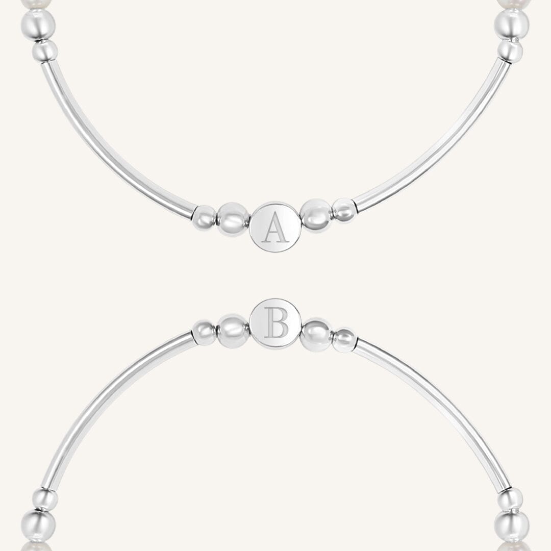 Etch Alpha Charm Pearl Bracelet
